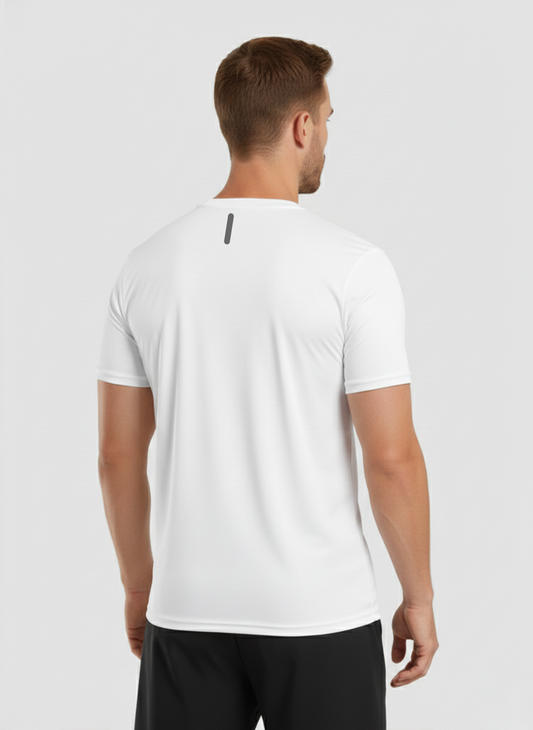 Hem & Haw Men's White Dri-Fit T-Shirt | Quick Dry Gym Wear